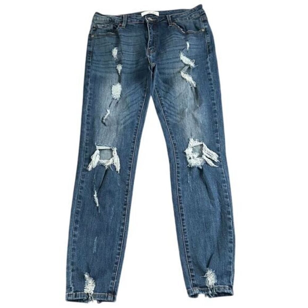 KanCan Skinny Jeans Women's Size 13/30 Blue Denim‎ Distressed Ripped Pants